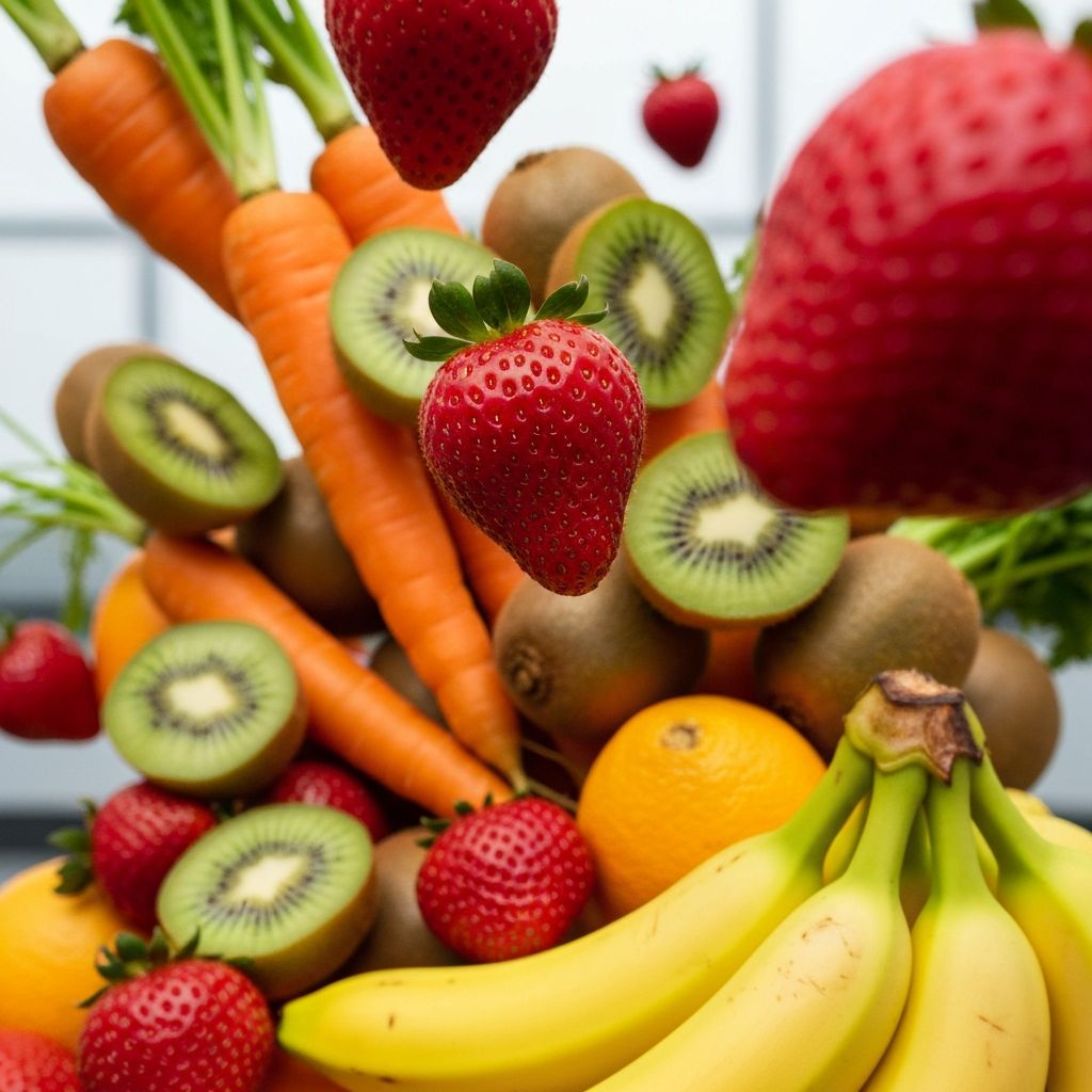 Fresh fruits and vegetables representing energy and vitality